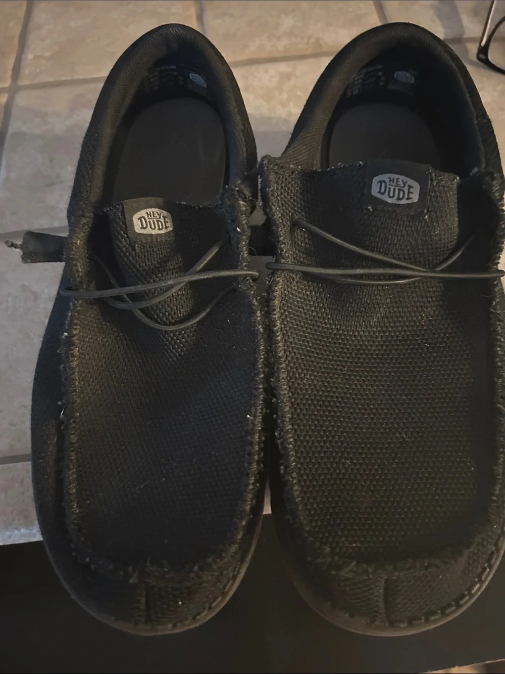 Hey Dude Kids Black Canvas Slip-On Moccasins